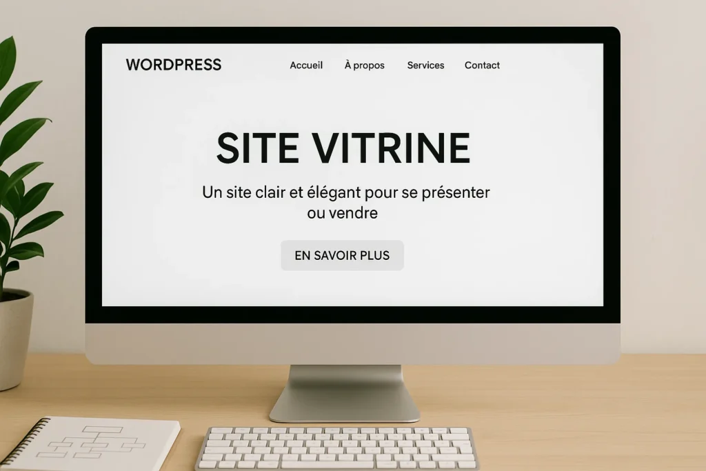 Écran affichant la page d’accueil d’un site vitrine WordPress