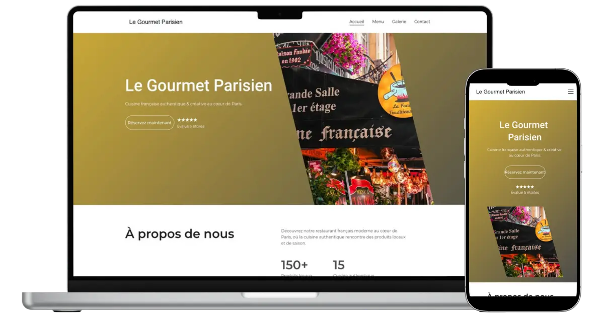 mock up - groumet parisien - pc et telephone - transparent